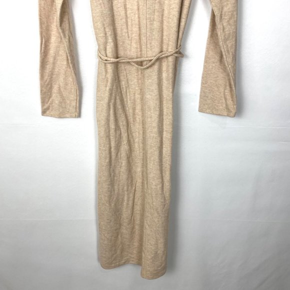 Vince Long Sleeve Mock Neck Knit Turtleneck Midi Sweater Dress Marzipan - Picture 8 of 10